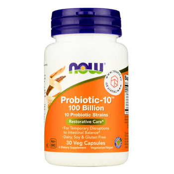 NOW Supplements, Probiotic-10™, 100 Billion 30 Veg Capsules