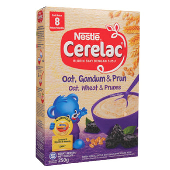 Nestle Baby Cerelac Oat Wheat & Prunes 8 Month - 250g (Malaysia)