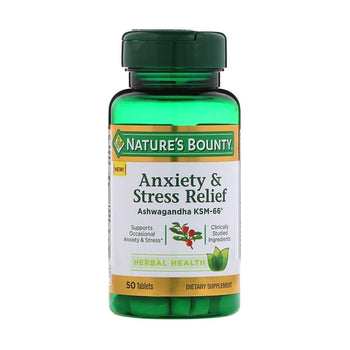 Nature’s Bounty, Anxiety & Stress Relief, Ashwagandha KSM-66, 50 Tablets