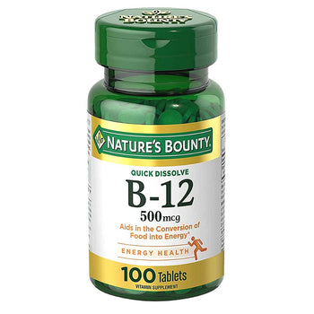 Nature’s Bounty Vitamin B 12, 500mcg 100 Tablets